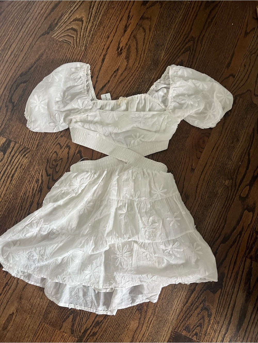 Apricot Lane White Floral Eyelet Mini Dress